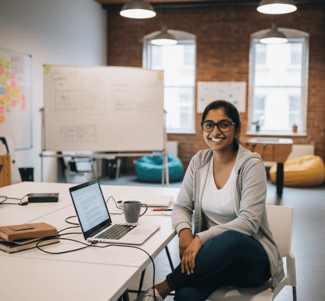 Developer smiling